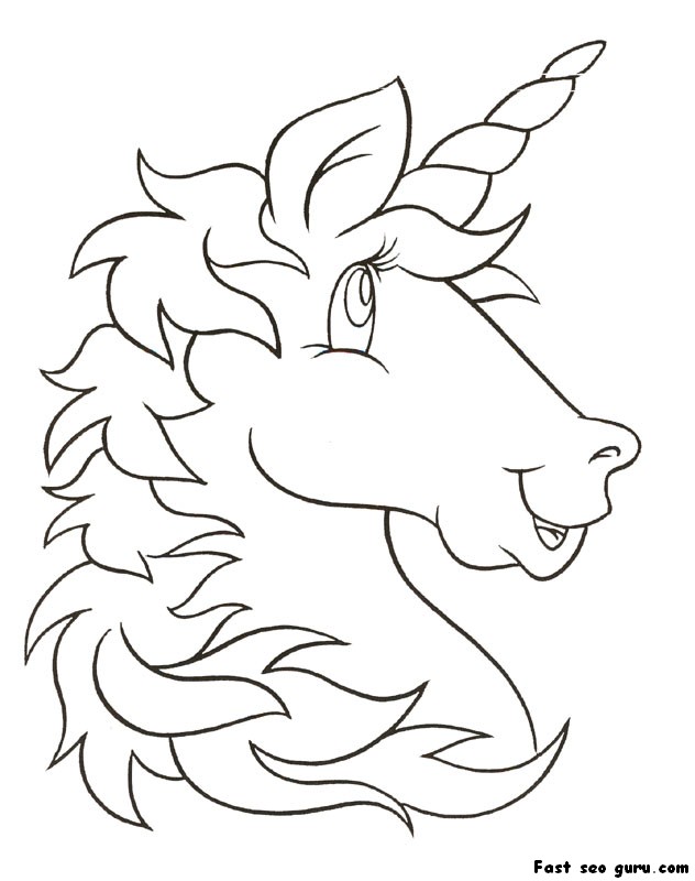 Print out unicorn head coloring pages for kids